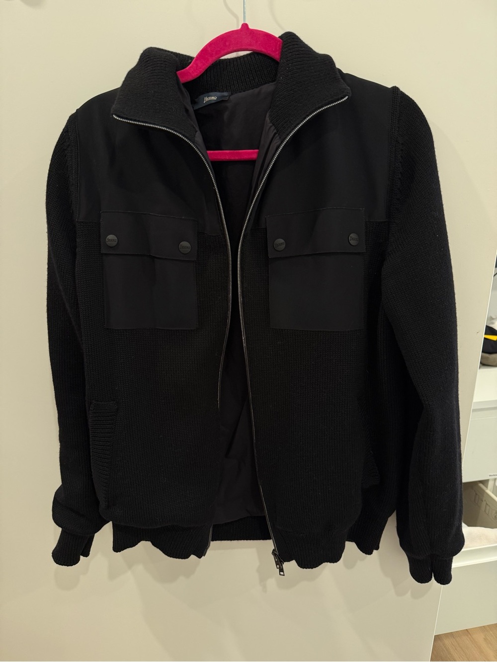 Herno Black Zip-Up Knit Jacket